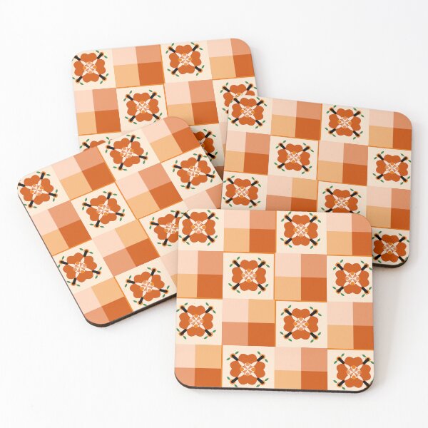 Item preview, Orange Retro Floral Tile Art designed and sold by PoeticRecipeST.