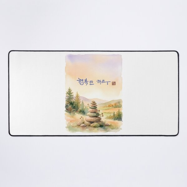 Item preview, Watercolor Landscape with Korean Calligraphy 'Happy Day' designed and sold by K-Brush.
