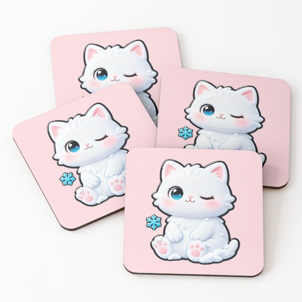 Item preview, Cute White Kitten with Snowflake designed and sold by Raloel Art.