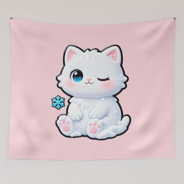 Item preview, Cute White Kitten with Snowflake designed and sold by Raloel Art.