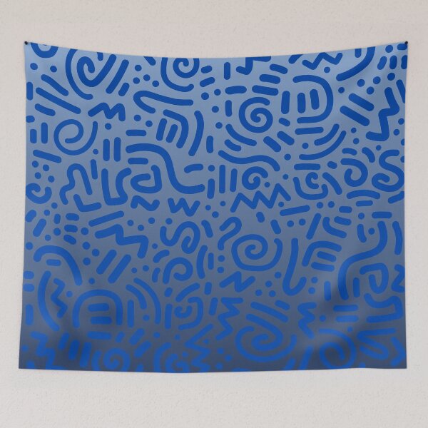Item preview, Abstract Memphis Scribble – Retro 90s Line Art | Blue designed and sold by Frohyou.