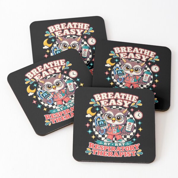 Item preview, Cute Owl wearing glasses Breathe Easy, RT RRT Respiratory Therapist Nightshift Checkered Coffee designed and sold by ClinicalHubs.