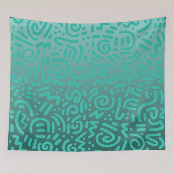 Item preview, Abstract Memphis Scribble – Retro 90s Line Art | Teal designed and sold by Frohyou.