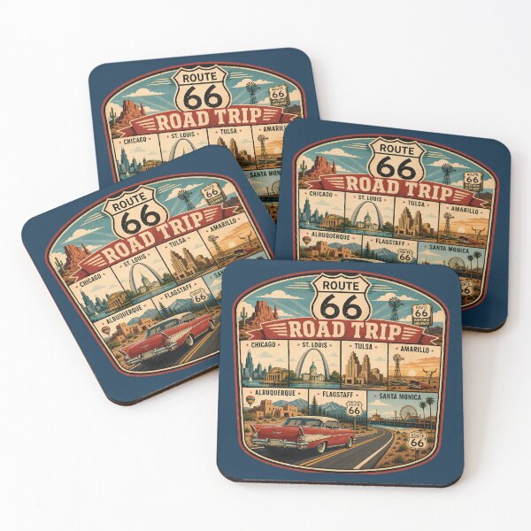 Item preview, Route 66 Landmarks Illustration Travel Art Badge designed and sold by KrisSidDesigns.