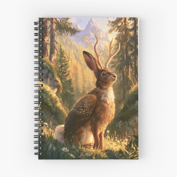 Item preview, A Wolpertinger standing alert among wildflowers and ferns in a beautiful alpine forest, Fantasy & Mythological Creatures designed and sold by CDC40.