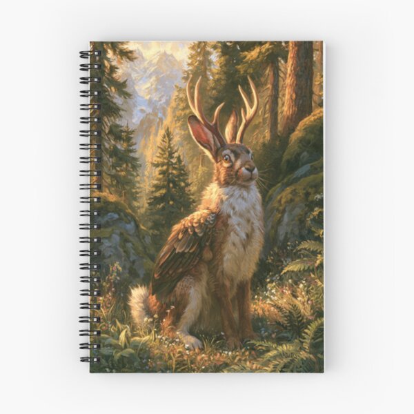 Item preview, A Wolpertinger standing alert among wildflowers and ferns in a beautiful alpine forest, Fantasy & Mythological Creatures designed and sold by CDC40.
