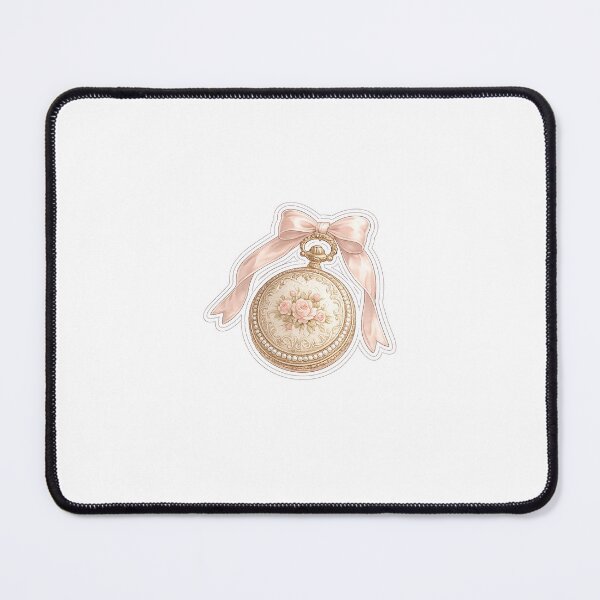 Item preview, Vintage Rose Gold Pocket Watch Sticker | Pink Satin Bow & Floral Coquette Aesthetic designed and sold by PawsAndpetalstudio.