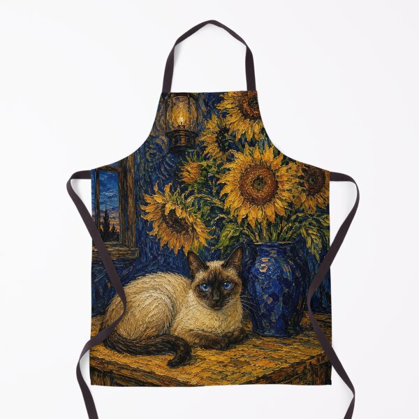 Item preview, Van Gogh Style Siamese and Sunflowers designed and sold by FloramoonArt.