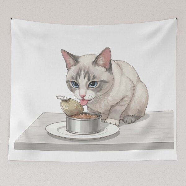 Item preview,  "BB the Seal Point Siamese Cat Eating Wet Food  designed and sold by PetalsPaws.