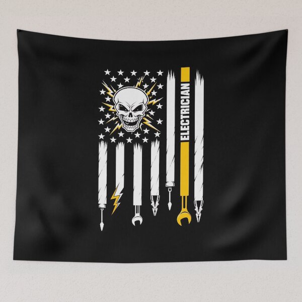 Item preview, American Electrician Skull – Electrical Worker & Lineman Vintage Workwear Artwork designed and sold by mobsture.