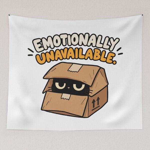 Item preview, Emotionally Unavailable Cat in a Box designed and sold by MewMade.