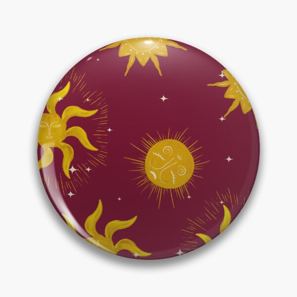 Item preview, Vintage Mystic Celestial Suns and Stars in Gold and Crimson Red designed and sold by aneladesigns.