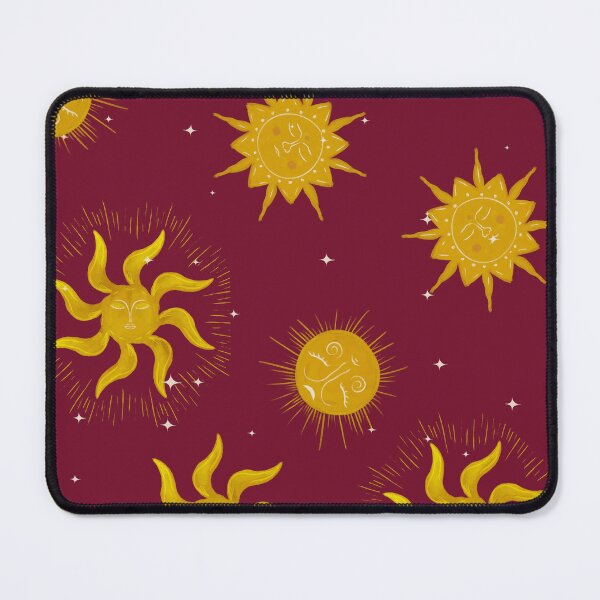 Item preview, Vintage Mystic Celestial Suns and Stars in Gold and Crimson Red designed and sold by aneladesigns.