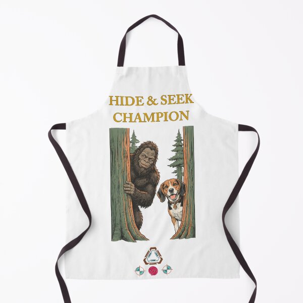 Item preview, Bigfoot and Beagle Buddies - Peeking from the Forest - Vintage Style Illustration designed and sold by Whimsy Trail Co.