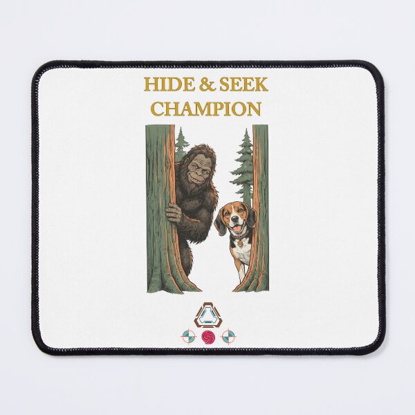 Item preview, Bigfoot and Beagle Buddies - Peeking from the Forest - Vintage Style Illustration designed and sold by Whimsy Trail Co.