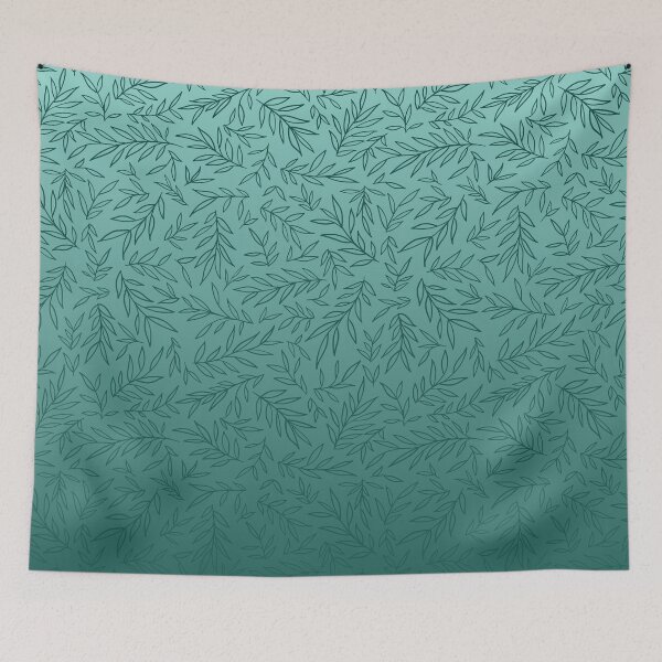 Item preview, Willow Branch Drift – Delicate Botanical Leaf Ombre Pattern | Teal designed and sold by Frohyou.