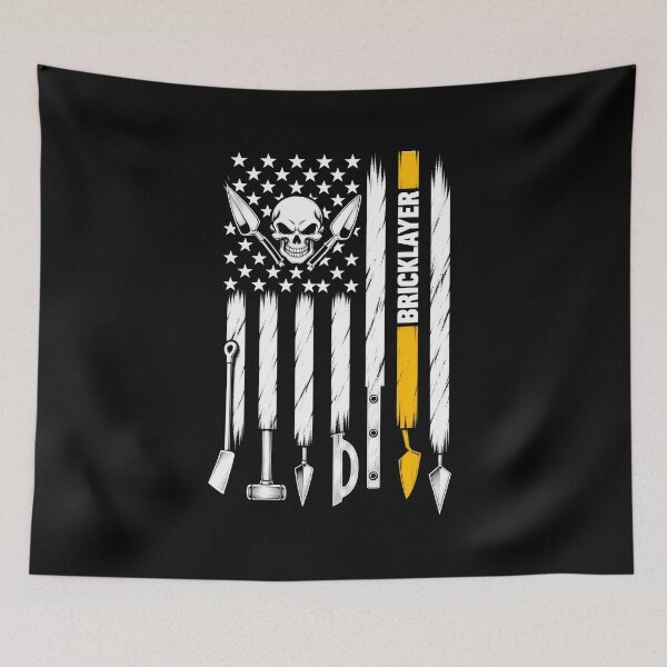 Item preview, American Bricklayer Skull – Masonry Tools & Construction Worker Vintage Artwork designed and sold by mobsture.