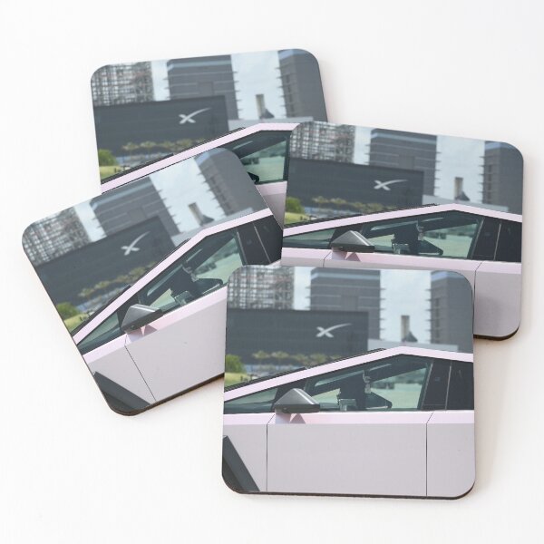 Item preview, Pink Tesla Cyber Truck outside SpaceX Starbase production facility designed and sold by STFPhotoAgency.