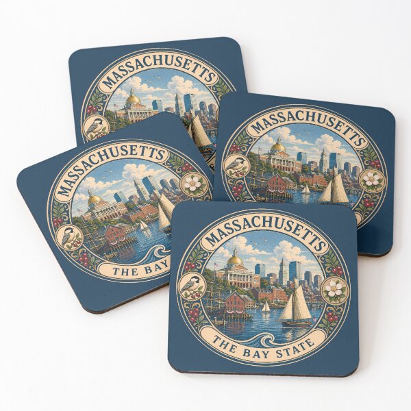 Item preview, Massachusetts Landscape Illustration Travel Art Badge designed and sold by KrisSidDesigns.