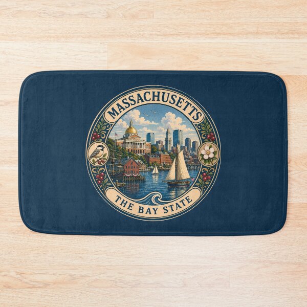 Item preview, Massachusetts Landscape Illustration Travel Art Badge designed and sold by KrisSidDesigns.
