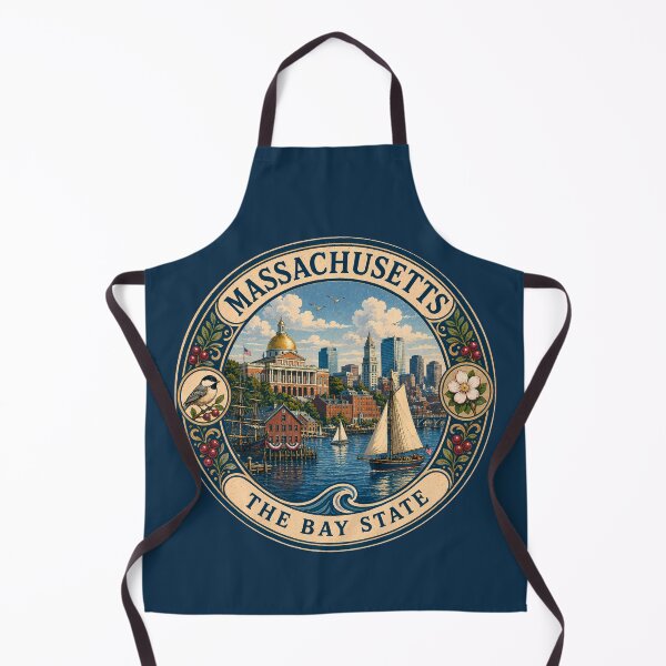 Item preview, Massachusetts Landscape Illustration Travel Art Badge designed and sold by KrisSidDesigns.