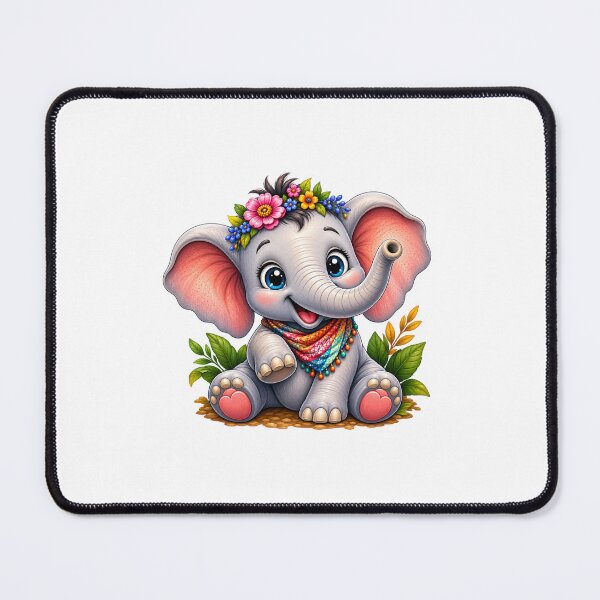 Item preview, Cute Baby Elephant | Kawaii Elephant with Flower Crown designed and sold by Ricomin.