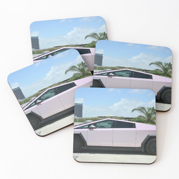 Item preview, Pink Tesla Cyber Truck outside SpaceX Starbase production facility designed and sold by STFPhotoAgency.