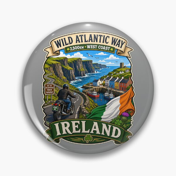 Item preview, Wild Atlantic Way Ireland Motorcycle Sticker & TShirt 07 designed and sold by OuterShellUK.