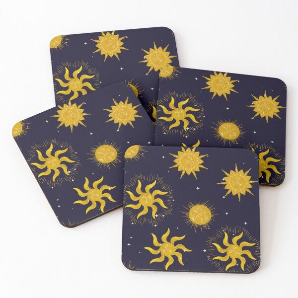 Item preview, Vintage Mystic Celestial Suns and Stars in Gold and Crimson Red designed and sold by aneladesigns.