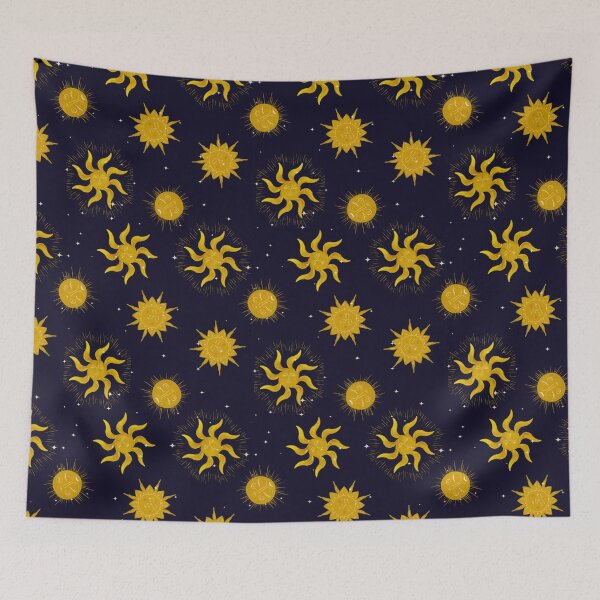 Item preview, Vintage Mystic Celestial Suns and Stars in Gold and Crimson Red designed and sold by aneladesigns.
