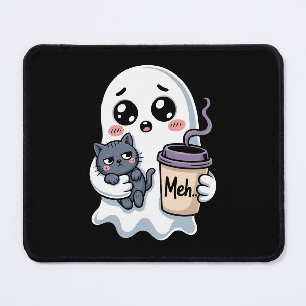 Item preview, Grumpy Ghost Black Cat Meh Coffee Funny Spooky Cat Mom Humor designed and sold by ZACK ART.