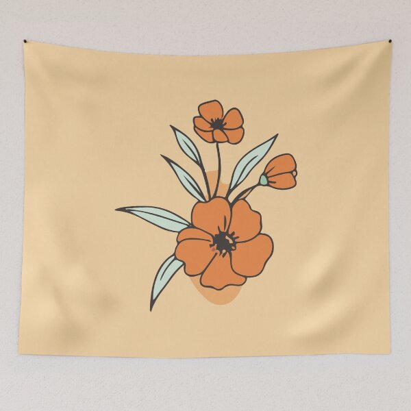 Item preview, Warm Orange Blossoms on Soft Peach Background designed and sold by hettingerfloy.