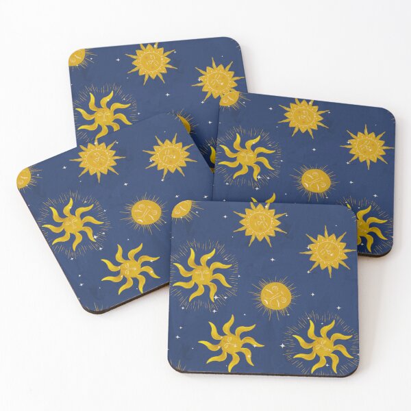 Item preview, Vintage Mystic Celestial Suns and Stars in Gold and Deep Blue designed and sold by aneladesigns.