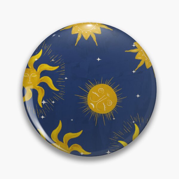 Item preview, Vintage Mystic Celestial Suns and Stars in Gold and Deep Blue designed and sold by aneladesigns.