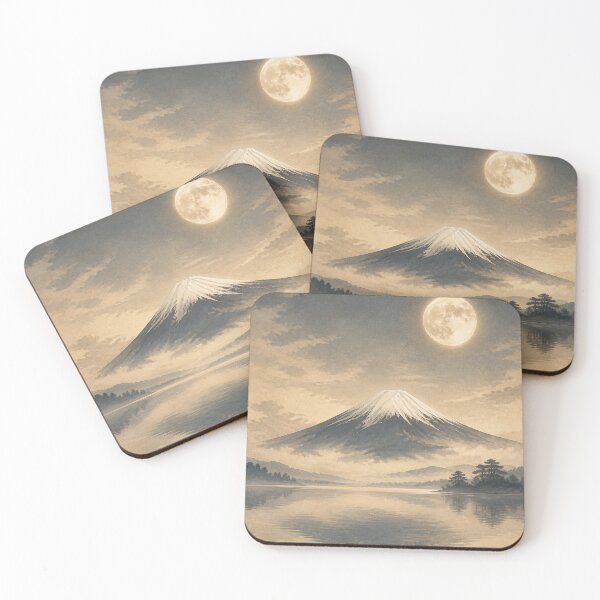 Item preview, Mount Fuji Moon Wall Art Poster | Moon Over Fuji Silence, Japandi Zen Landscape Print designed and sold by LuminaKage.