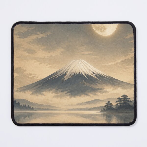 Item preview, Mount Fuji Moon Wall Art Poster | Moon Over Fuji Silence, Japandi Zen Landscape Print designed and sold by LuminaKage.