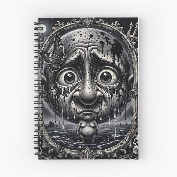 Item preview, Crying Brainy Big Head Surreal Gothic Mirror Ocean Portrait designed and sold by LujziWorld.
