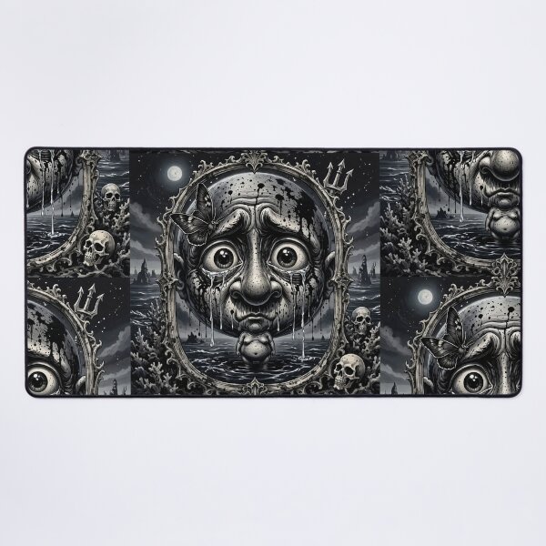 Item preview, Crying Brainy Big Head Surreal Gothic Mirror Ocean Portrait designed and sold by LujziWorld.
