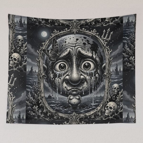 Item preview, Crying Brainy Big Head Surreal Gothic Mirror Ocean Portrait designed and sold by LujziWorld.