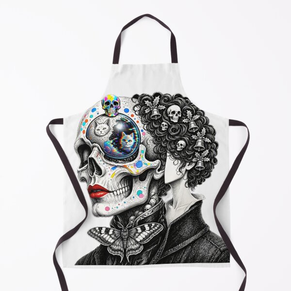 Item preview, Rainbow Sugar Skull Cat Orb Glitch Gothic Moth Portrait designed and sold by LujziWorld.
