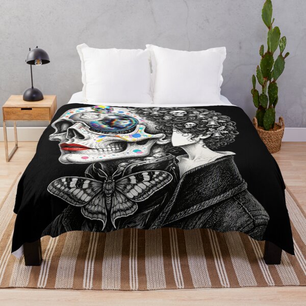 Item preview, Rainbow Sugar Skull Cat Orb Glitch Gothic Moth Portrait designed and sold by LujziWorld.