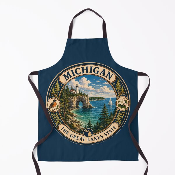 Item preview, Michigan Landscape Illustration Travel Art Badge designed and sold by KrisSidDesigns.