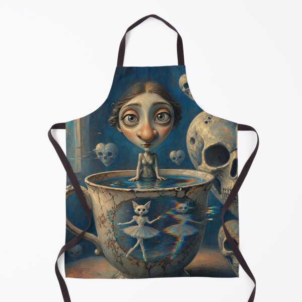 Item preview, Pop Surrealism Teacup Girl Floating Heart Skulls Cat Ballerina designed and sold by LujziWorld.
