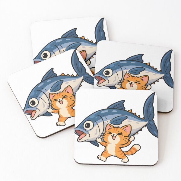 Item preview, Happy Cat With Big Fish Funny Fishing Cat designed and sold by MewMade.