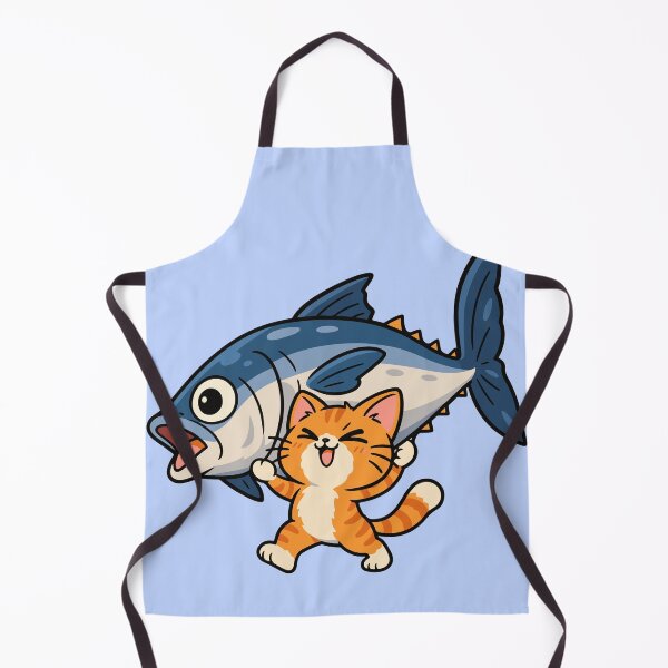 Item preview, Happy Cat With Big Fish Funny Fishing Cat designed and sold by MewMade.
