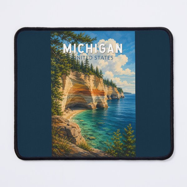 Item preview, Michigan Illustration Travel Art Vintage designed and sold by KrisSidDesigns.