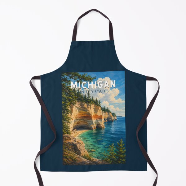 Item preview, Michigan Illustration Travel Art Vintage designed and sold by KrisSidDesigns.