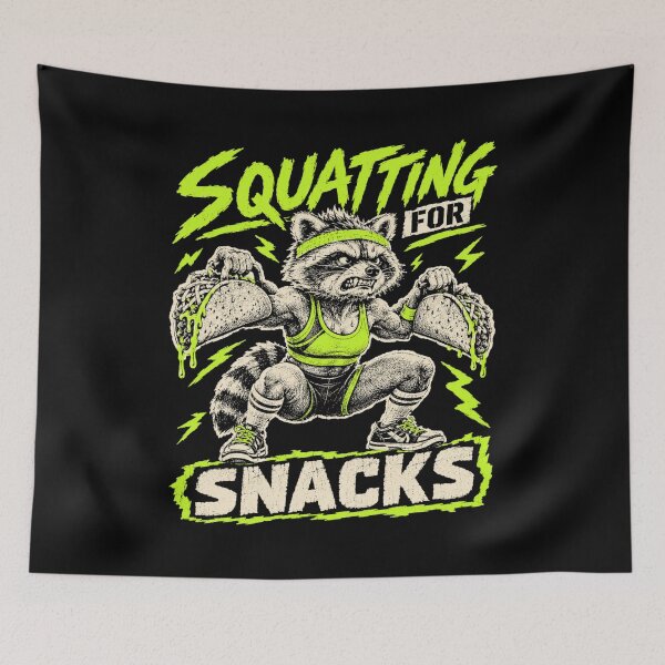 Item preview, Squatting For Snacks Funny Aerobics Raccoon designed and sold by macadolie.