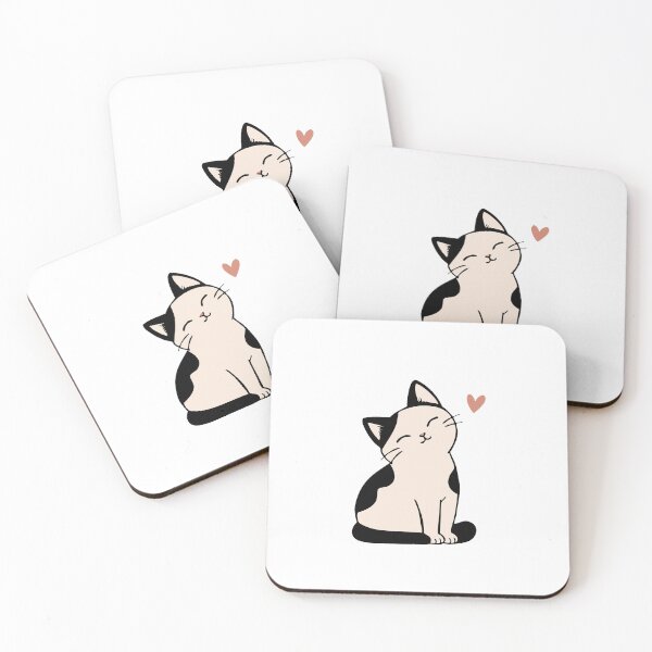 Item preview, Cute Tuxedo Cat with Heart Kawaii Illustration designed and sold by SociallyDeadClub.
