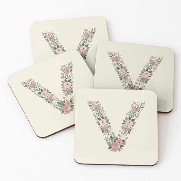 Item preview, Decorative Floral Letter V Botanical Monogram designed and sold by ITCHAWAWAA.